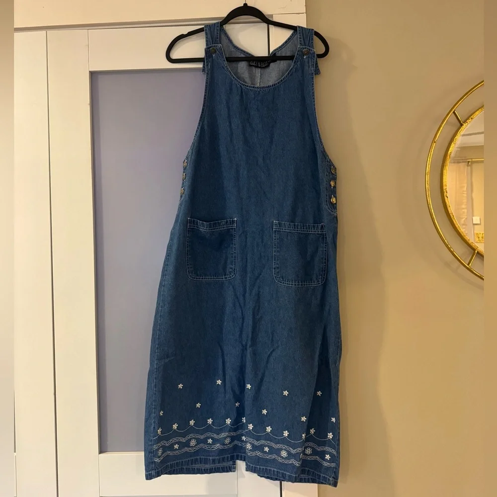 Vintage Embroidered Blue Denim Dress - Picture 3 of 14
